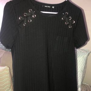 SOLD!  NWOT! Black top with black lace up detail.